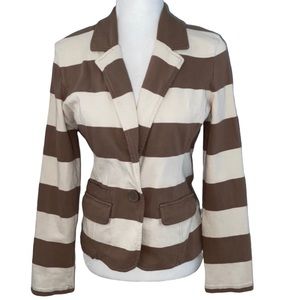 CASLON KNIT NEUTRAL STRIPED BLAZER MEDIUM